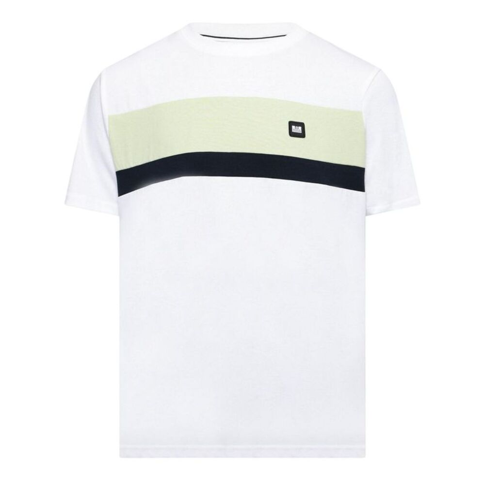 Weekend Offender Mens Crossword Chest Stripe Regular T-Shirt / White/Peppermint/